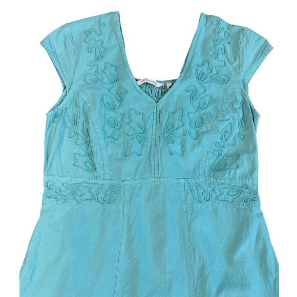 Soft Surroundings Embroidered Maxi Dress Aqua Blue Womens Small - Picture 2 of 10